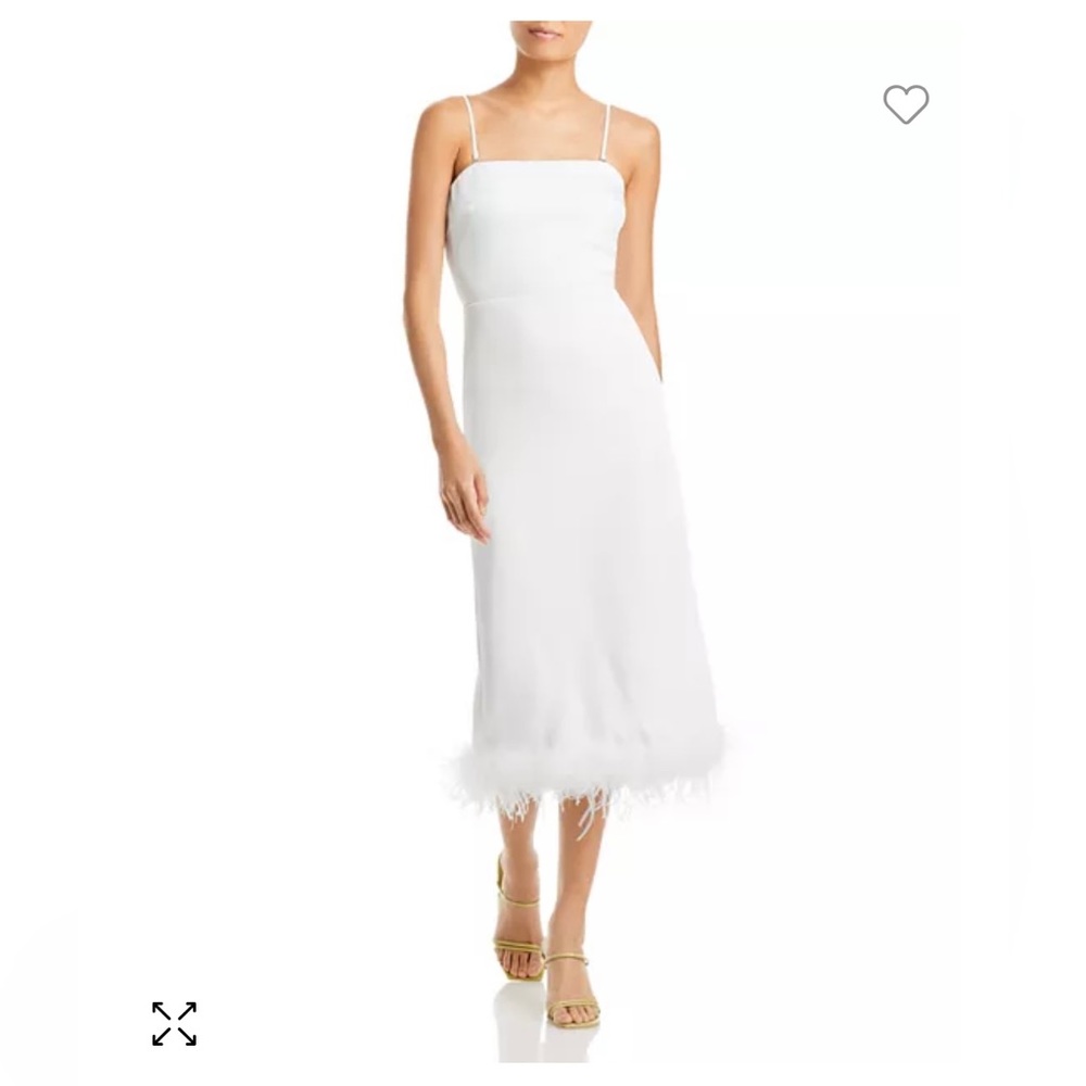 White feathered Lucy Paris dress